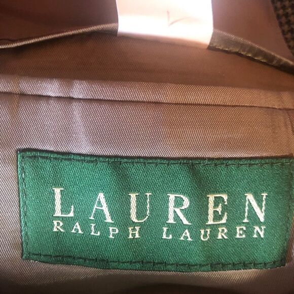 Lauren Ralph Lauren 100% Wool Fully Lined Brown Plaid Blazer. Size 50L - Picture 7 of 9